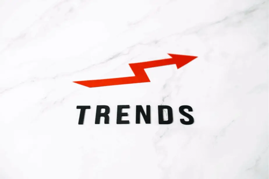 The word trends and a red arrow